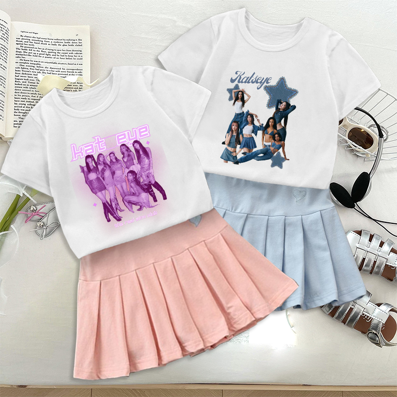 Women'S Fashion Kilt - Set Rok Lipit dan Kaos Fashion