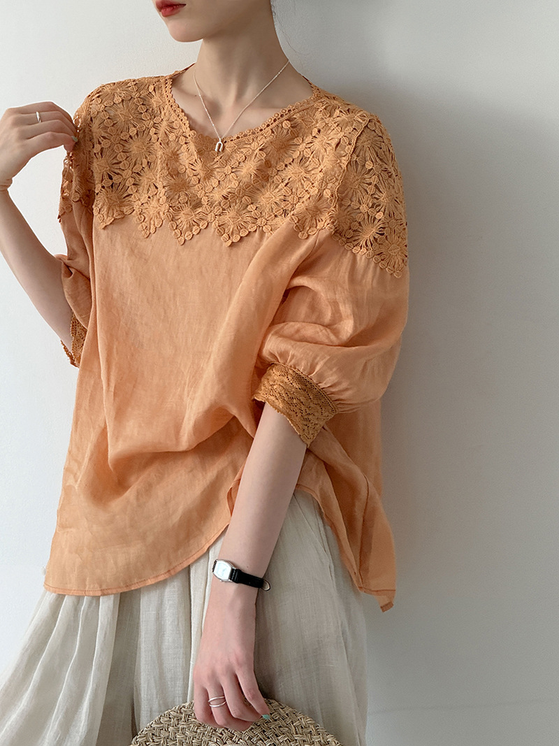 Women Fashion Blouse - Blus Linen 100% Musim Panas Wanita
