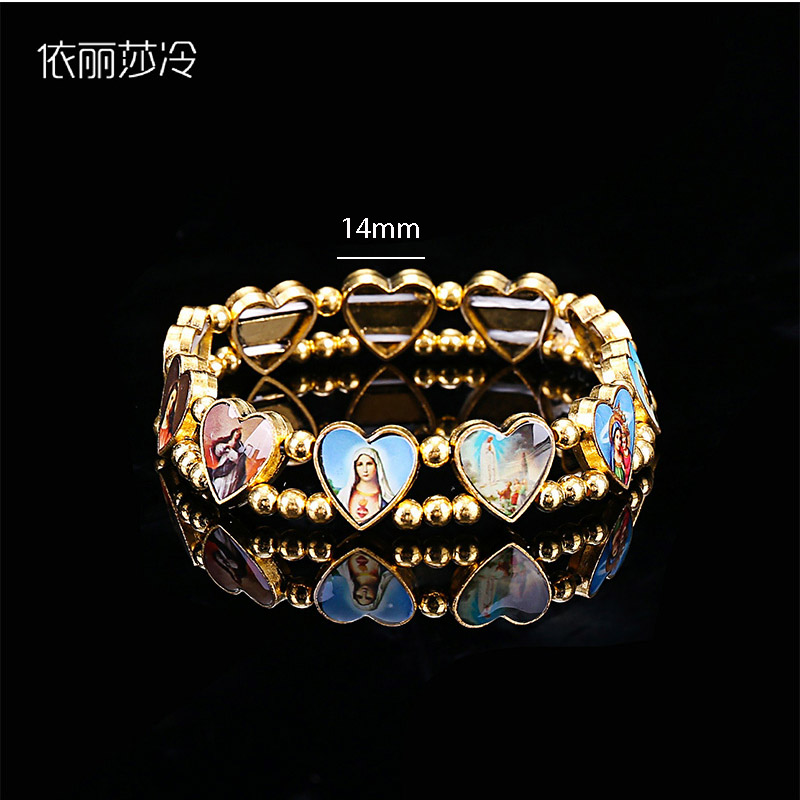 Women Fashion Icon - Katolik Gelang Manik-manik Cross Heart Gelang