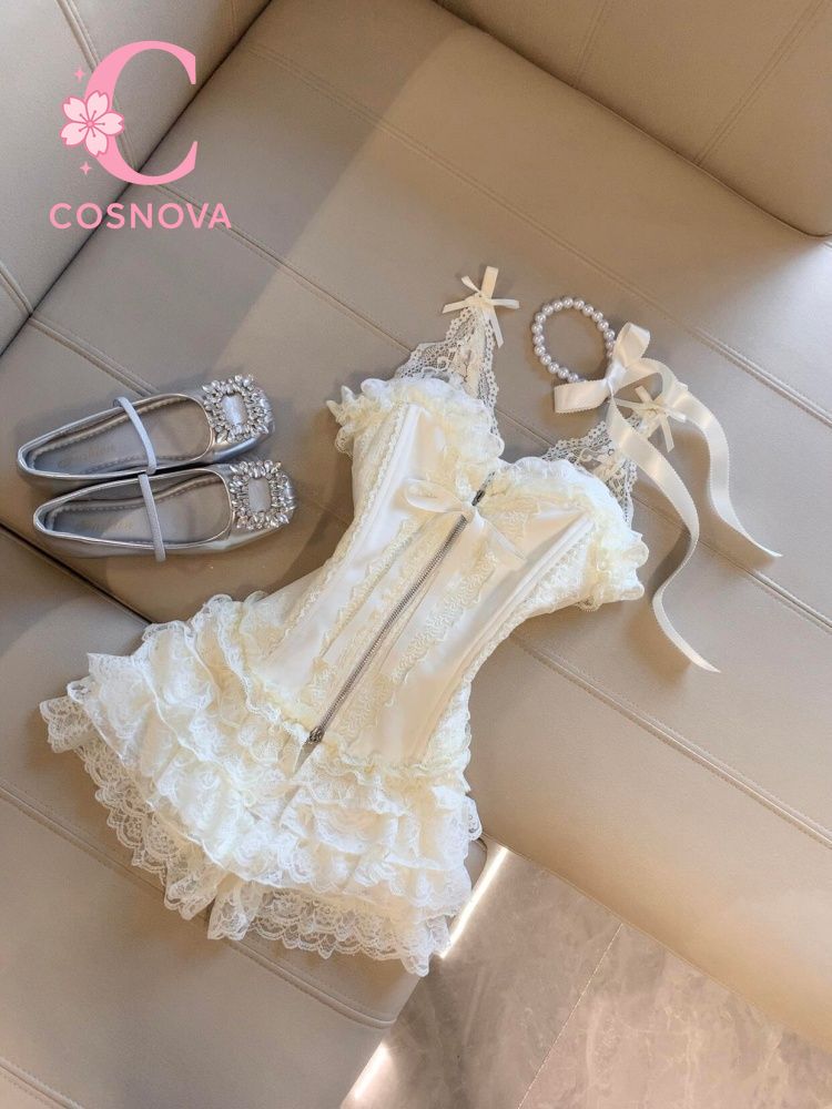 Lace Trim Cami - Set atasan bustier renda imut dan