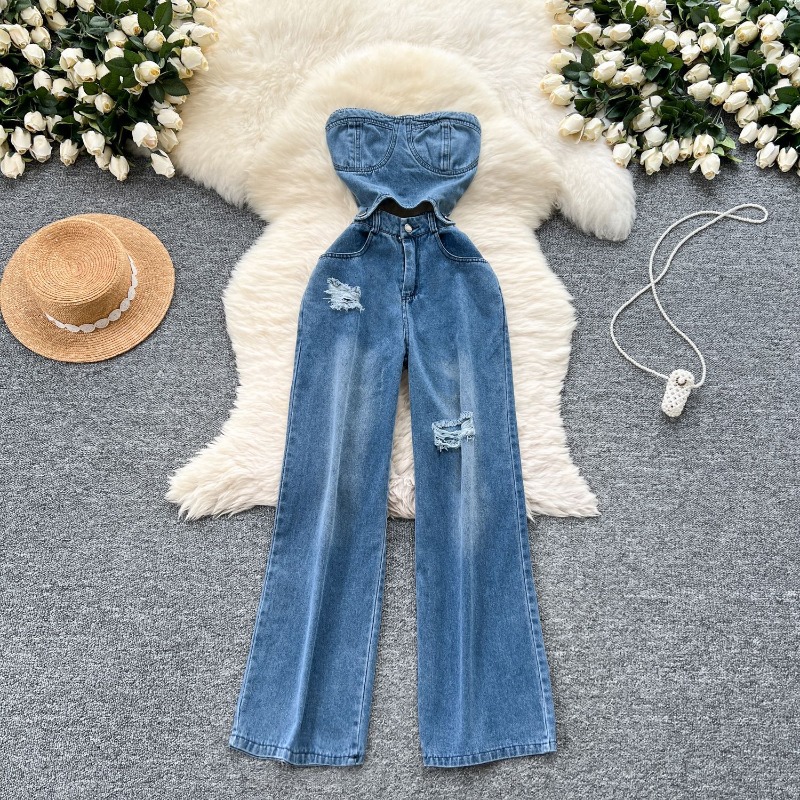 Mom Jeans Women - Jumpsuit Denim Wanita Satu Potong Tanpa