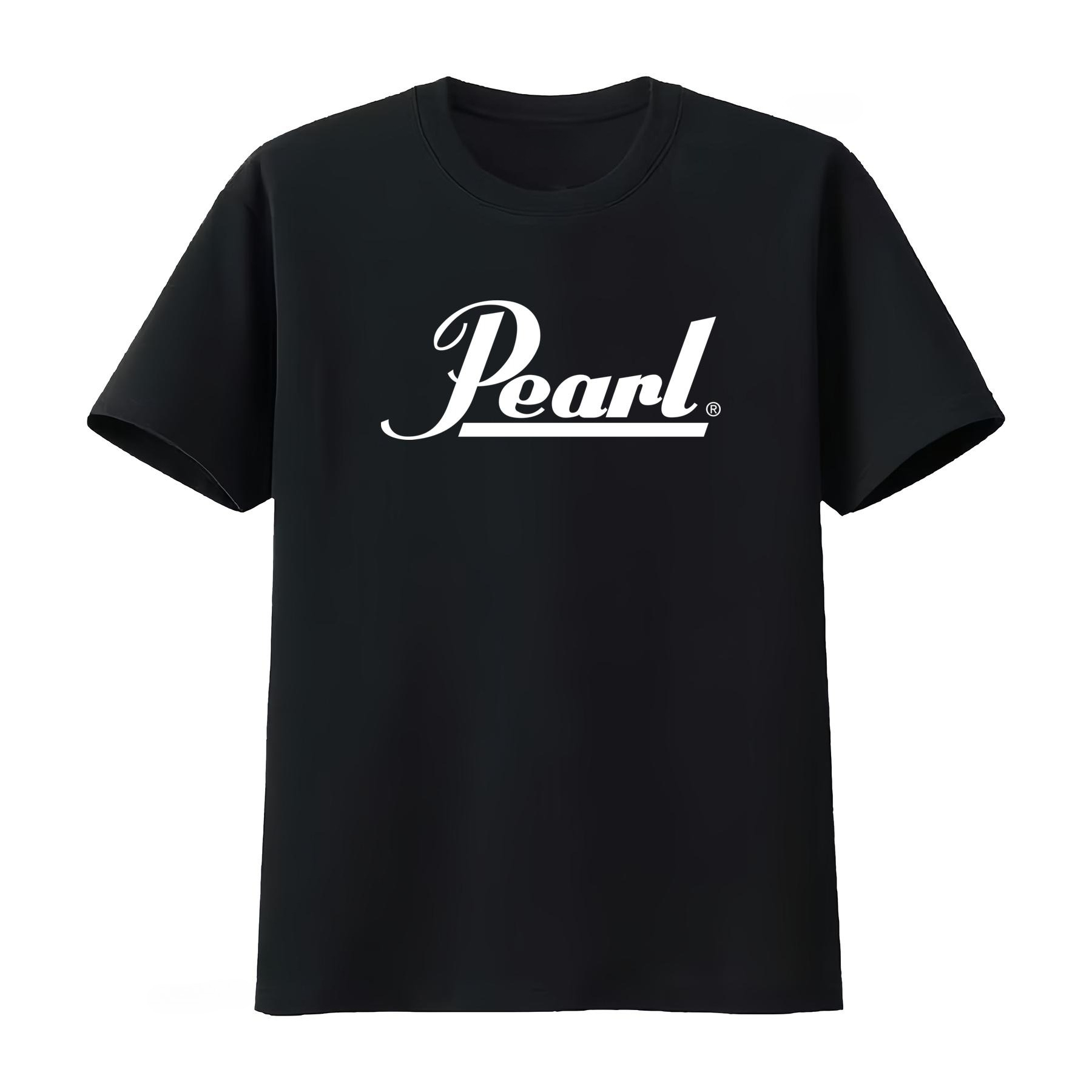Women Fashion Icon - Kaos Logo Pearl Drums Hitam Putih,