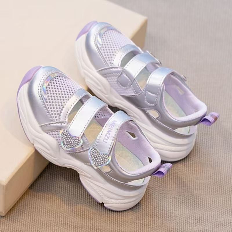 Women'S Fashion Velcro Sneakers - Sepatu kets kasual berongga jaring anak