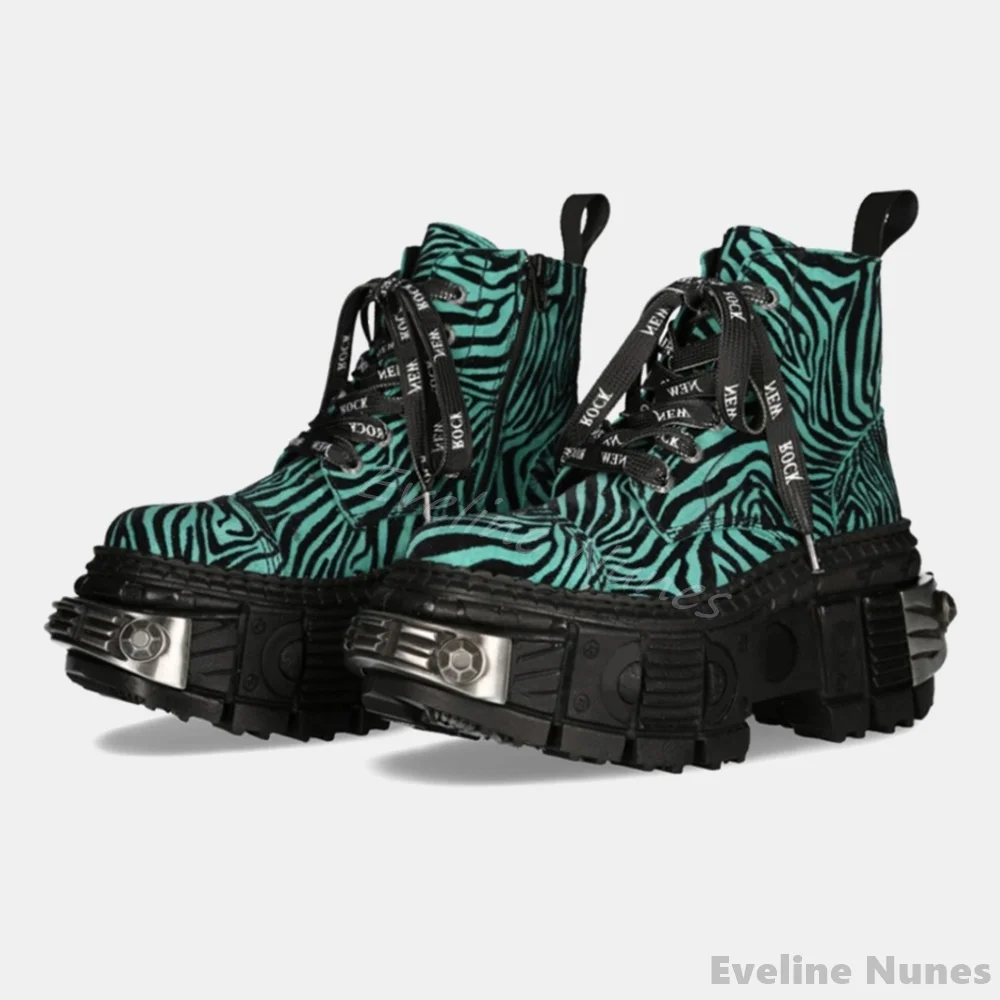 Winter Fashion Women Boots - Sepatu Bot Punk Gambar Macan Tutul