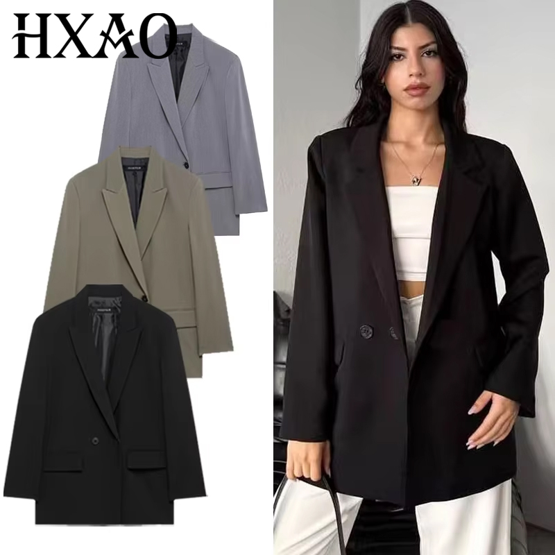 Blazer Women Oversized - HXAO Blazer Wanita Pakaian Kantor Musim