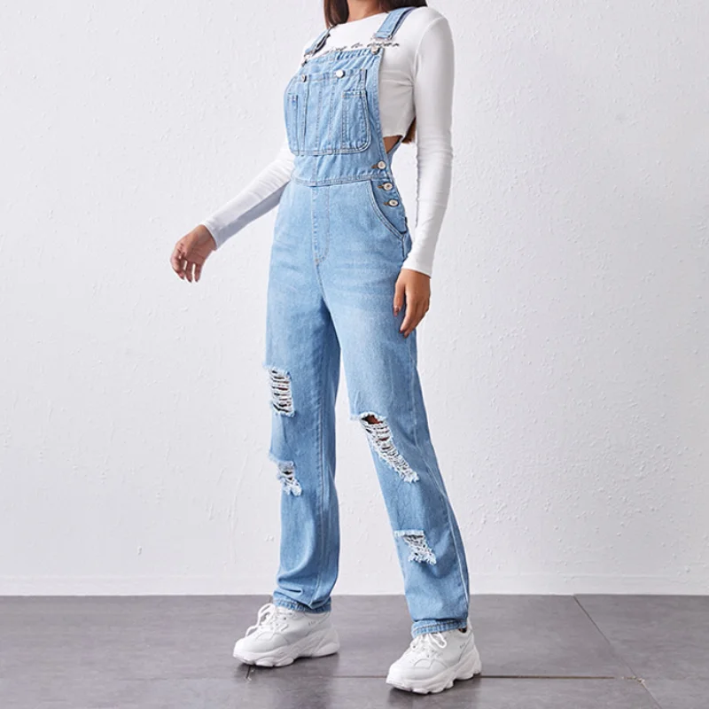 Mom Jeans Women - Baju kodok Denim biru, Jumpsuit Denim