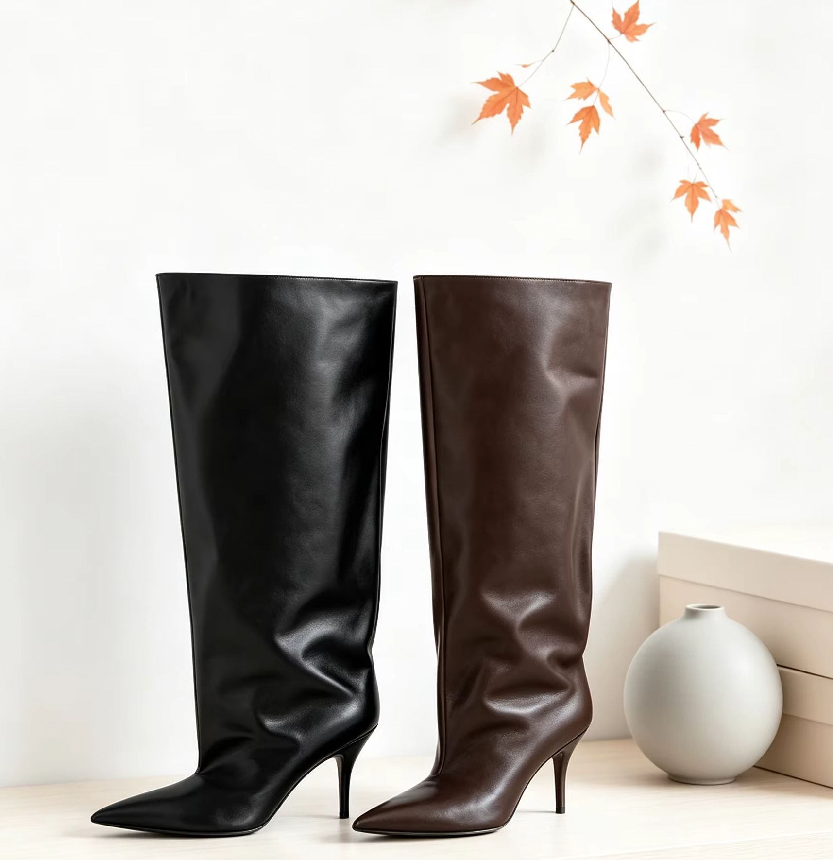 Winter Fashion Women Boots - Sepatu Boot Tinggi Selutut Model Slouch