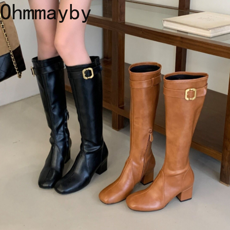 Winter Fashion Women Boots - Sepatu Bot Wanita Retro Berujung Persegi