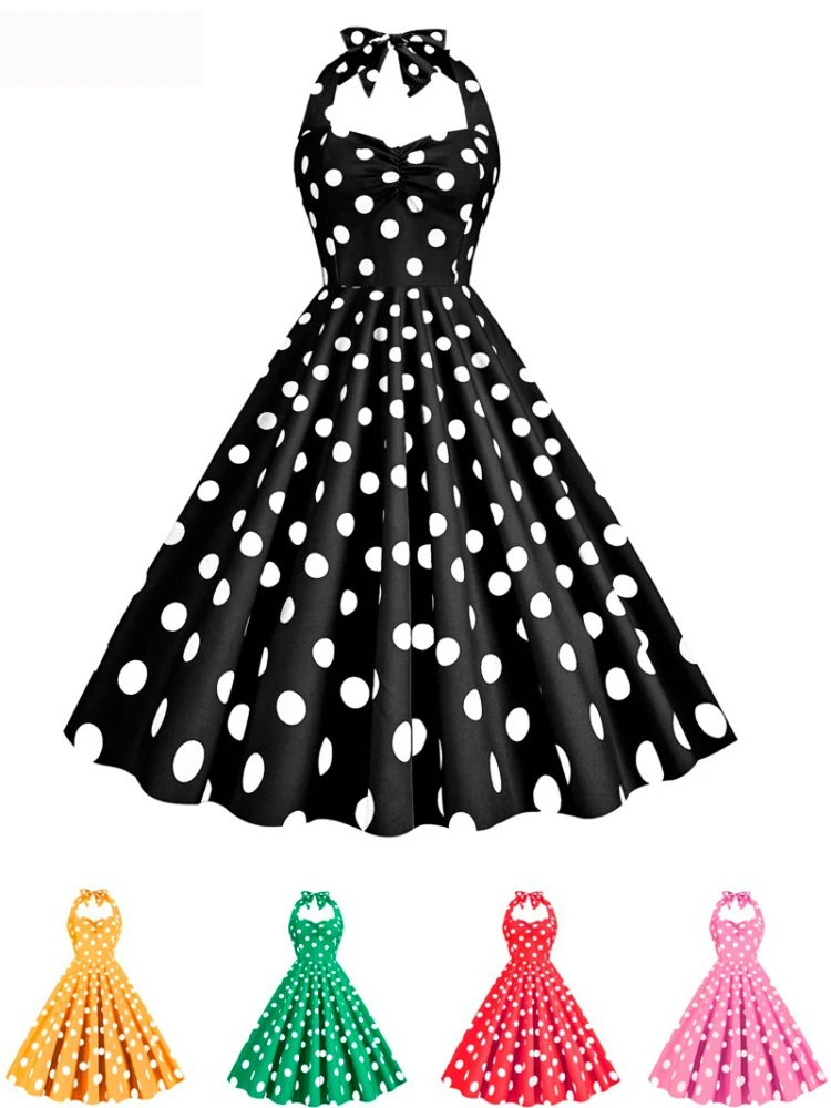 Women'S Fashion In The 60S - Gaun Polkadot Retro Wanita Seksi Model