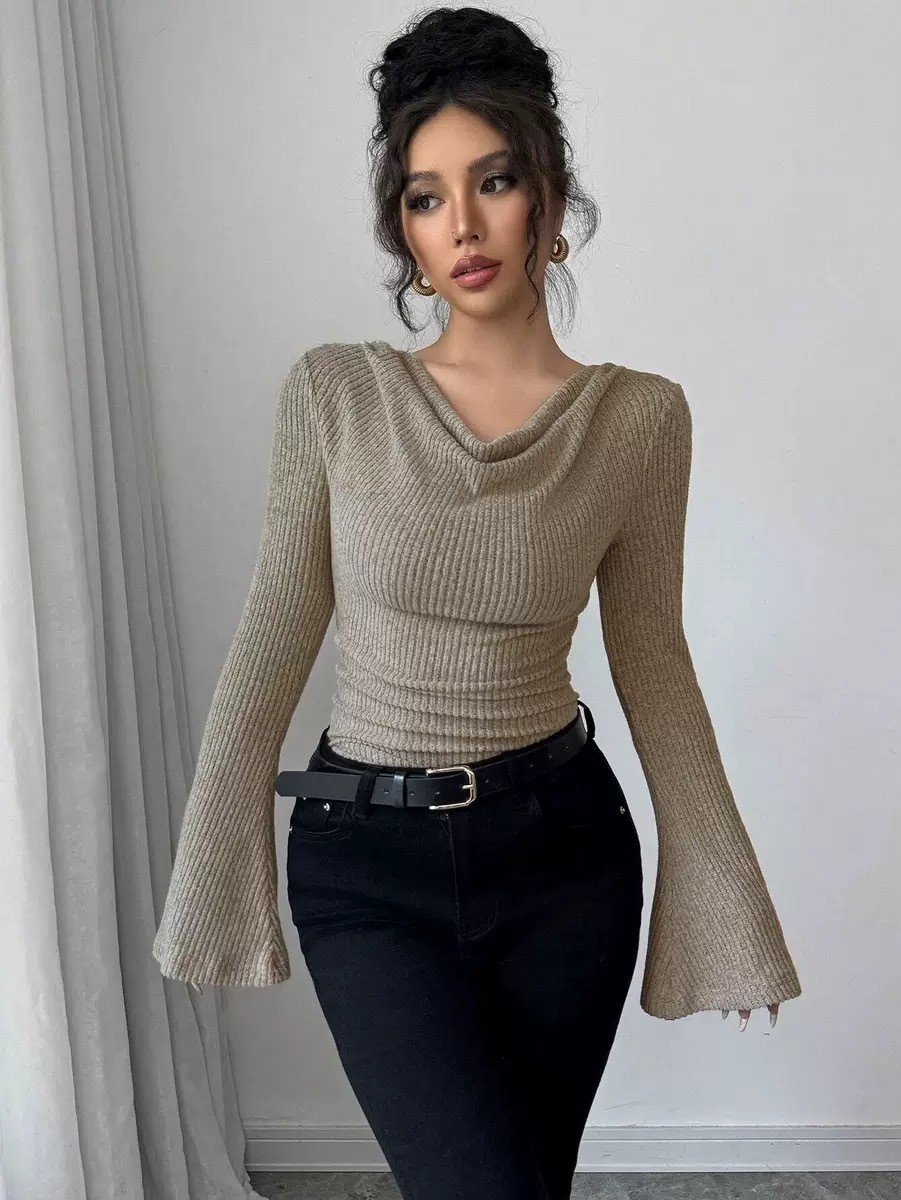 Women Fashion Blouse - Blus Wanita Off Shoulder Kerah Cowl
