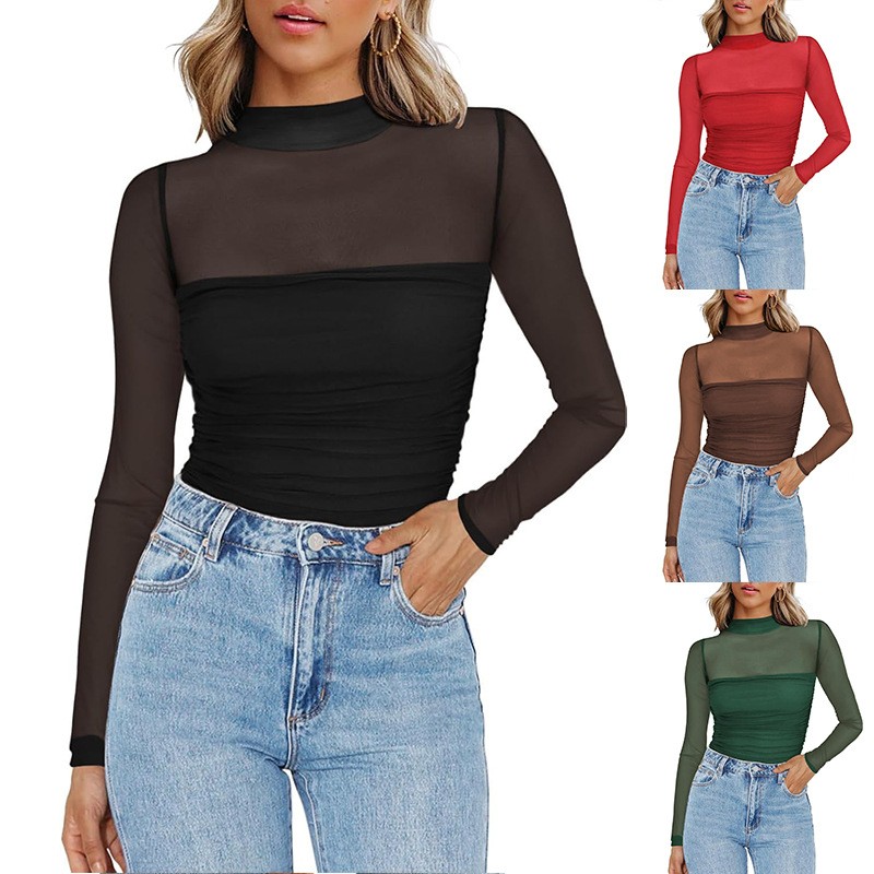 Women Fashion Blouse - Blus Rajut Wanita Warna Solid, Bahan