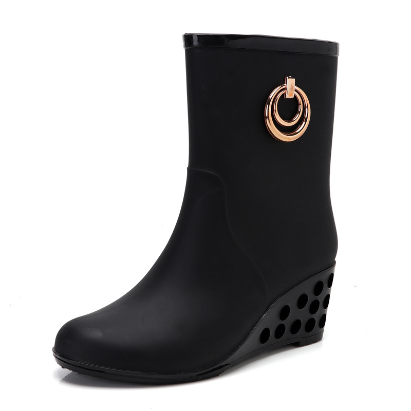 Women'S Fashion Gumboots - Fashion Tumit Wedge Sepatu Bot Hujan