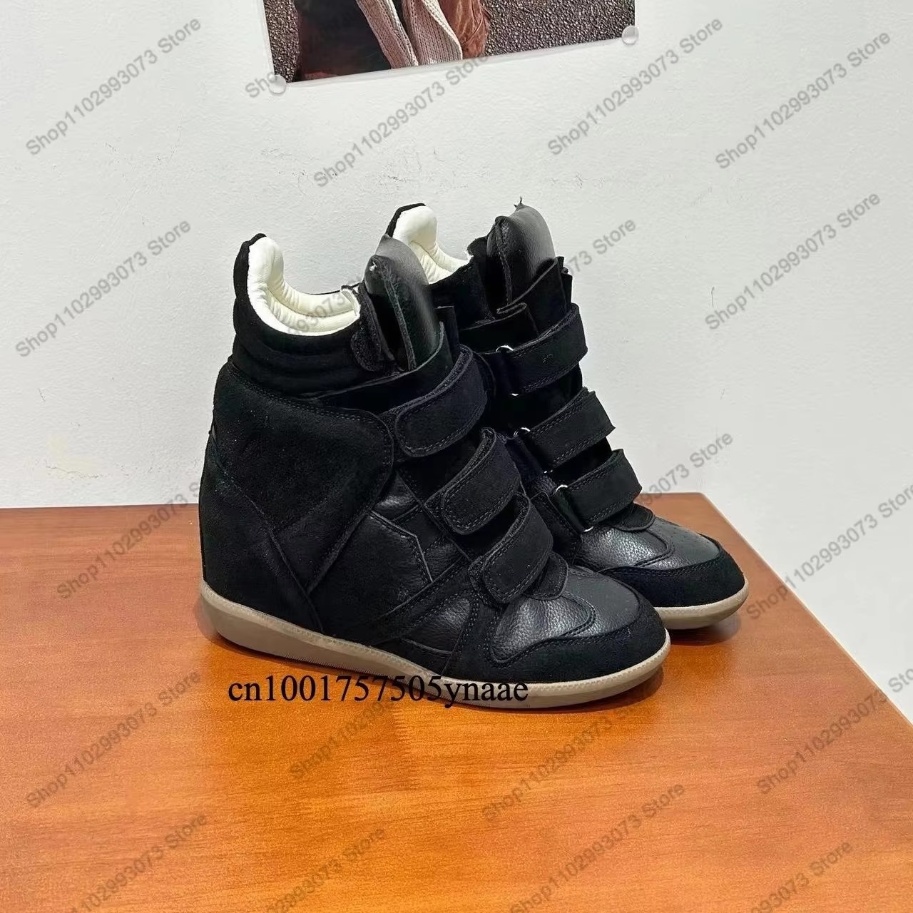 Women'S Fashion Velcro Sneakers - Sepatu Sneakers Wanita Hak Tinggi Tersembunyi
