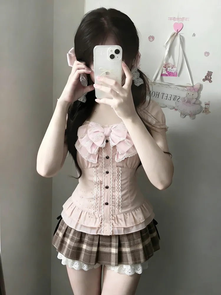 Lace Trim Cami - Set Tiga Potong Manis Ala Jepang