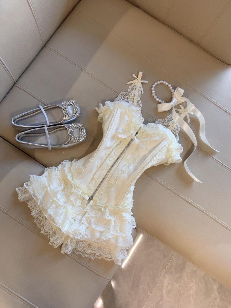 Set atasan bustier renda imut  - Lace Trim Cami ulasan dan harga