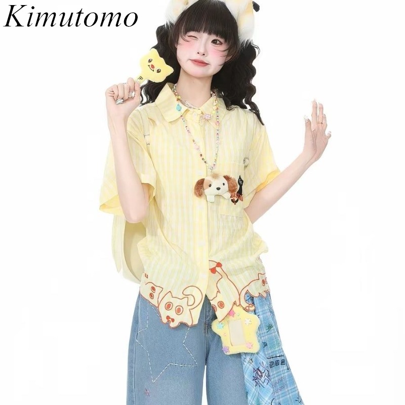 Kemeja Kimutomo Wanita Bordir  - Women'S Y2K Fashion Aesthetic ulasan dan harga