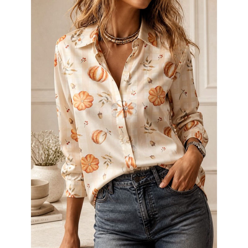 Kemeja lengan panjang kerah la - Women Fashion Blouse ulasan dan harga