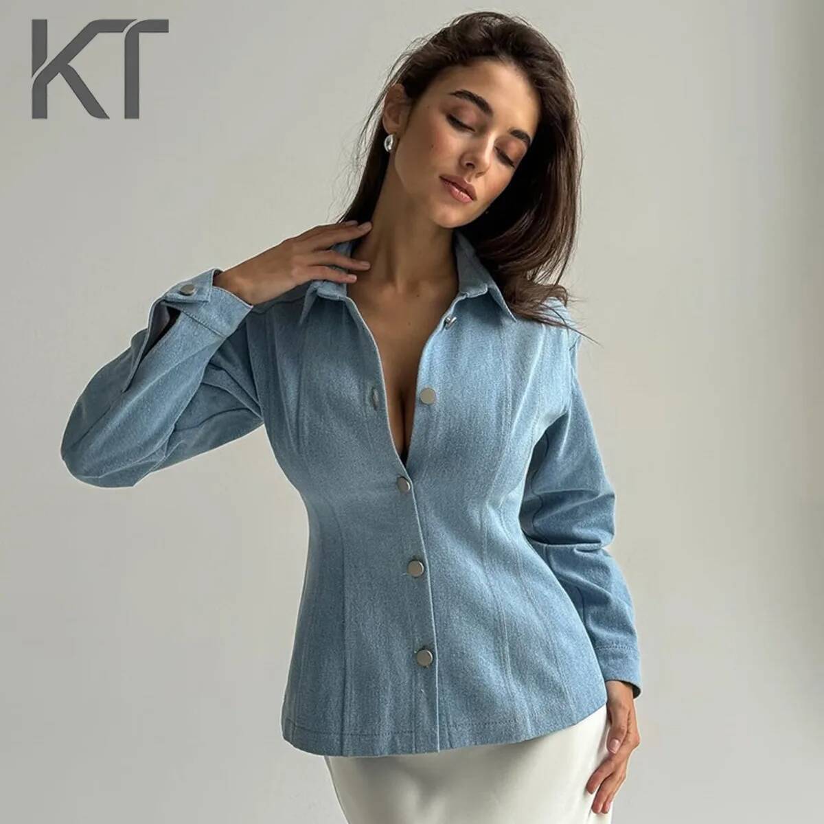 Kemeja Denim Vintage KT untuk  - Women Fashion Blouse ulasan dan harga