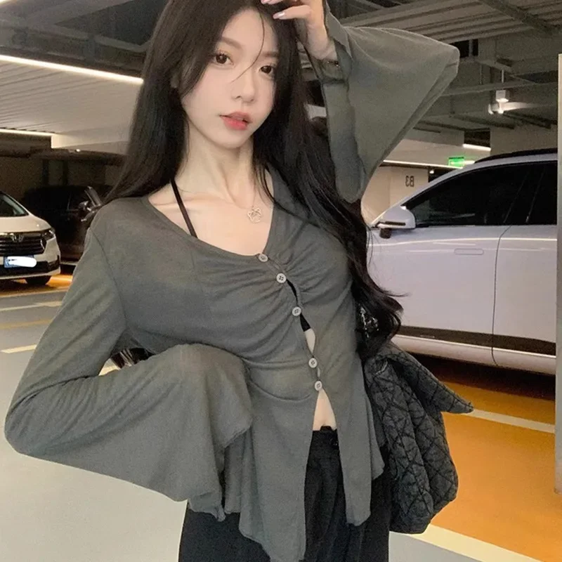 Blus Lengan Lebar Model Sheer  - Women Fashion Blouse ulasan dan harga