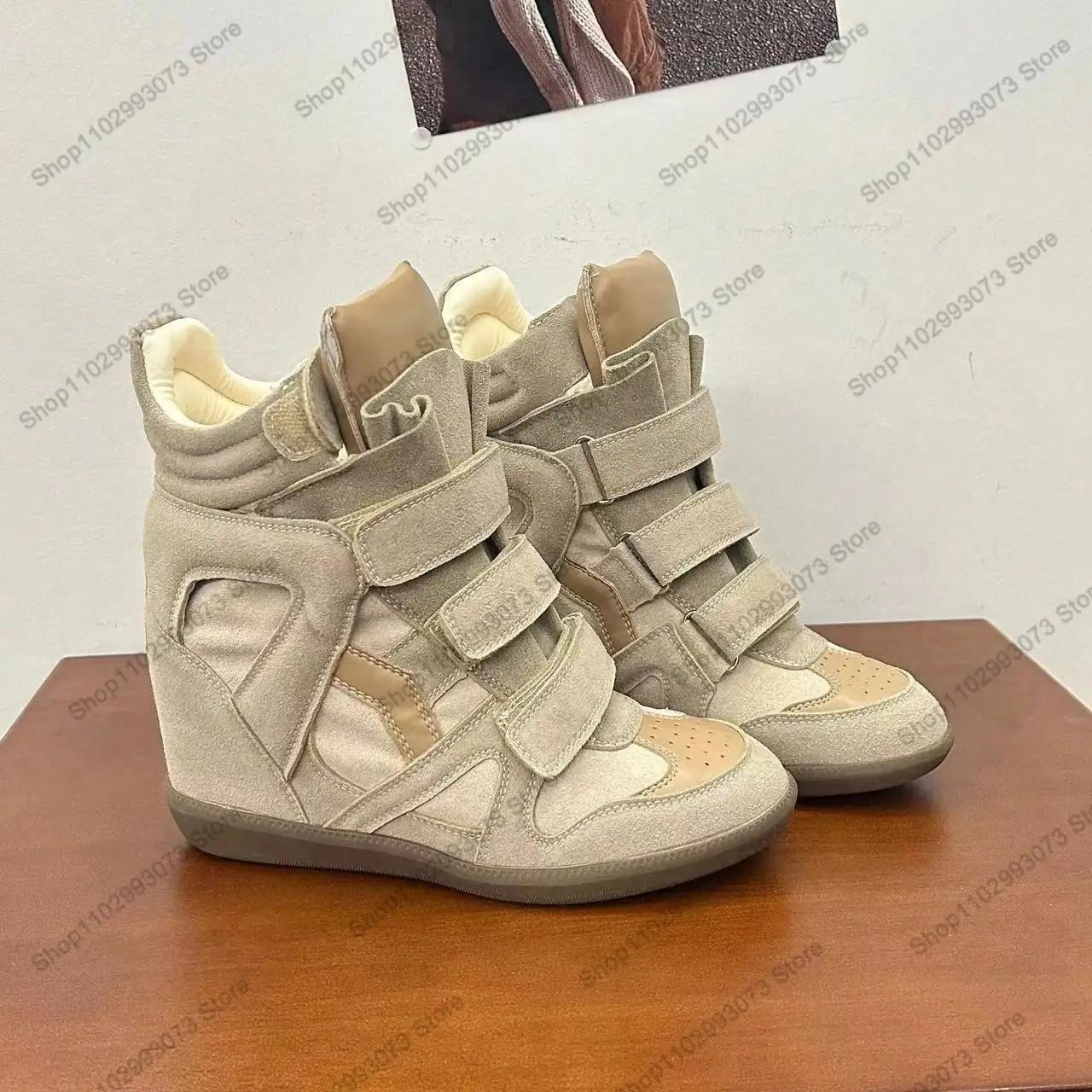 Sepatu Sneakers Wedge High Top - Women'S Fashion Velcro Sneakers ulasan dan harga