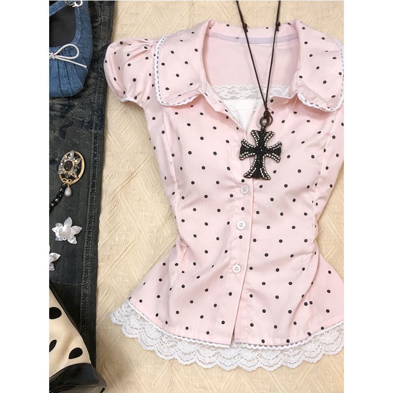 Kimotimo Kemeja Lengan Pendek  - Women'S Y2K Fashion Aesthetic ulasan dan harga