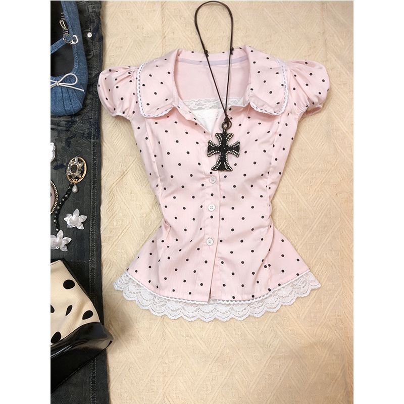 Kimotimo Kemeja Lengan Pendek  - Women'S Y2K Fashion Aesthetic ulasan dan harga