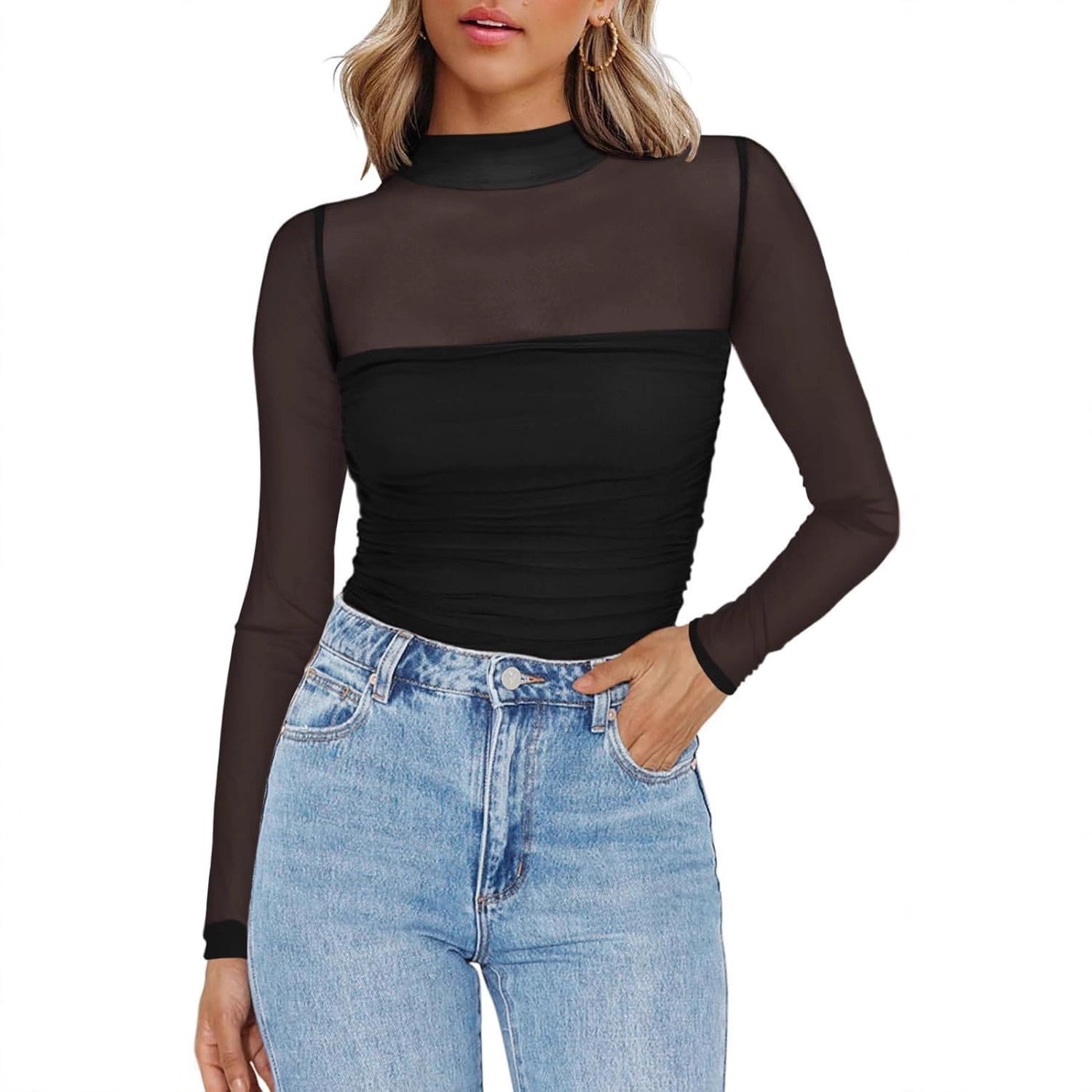 Blus Rajut Wanita Warna Solid, - Women Fashion Blouse ulasan dan harga