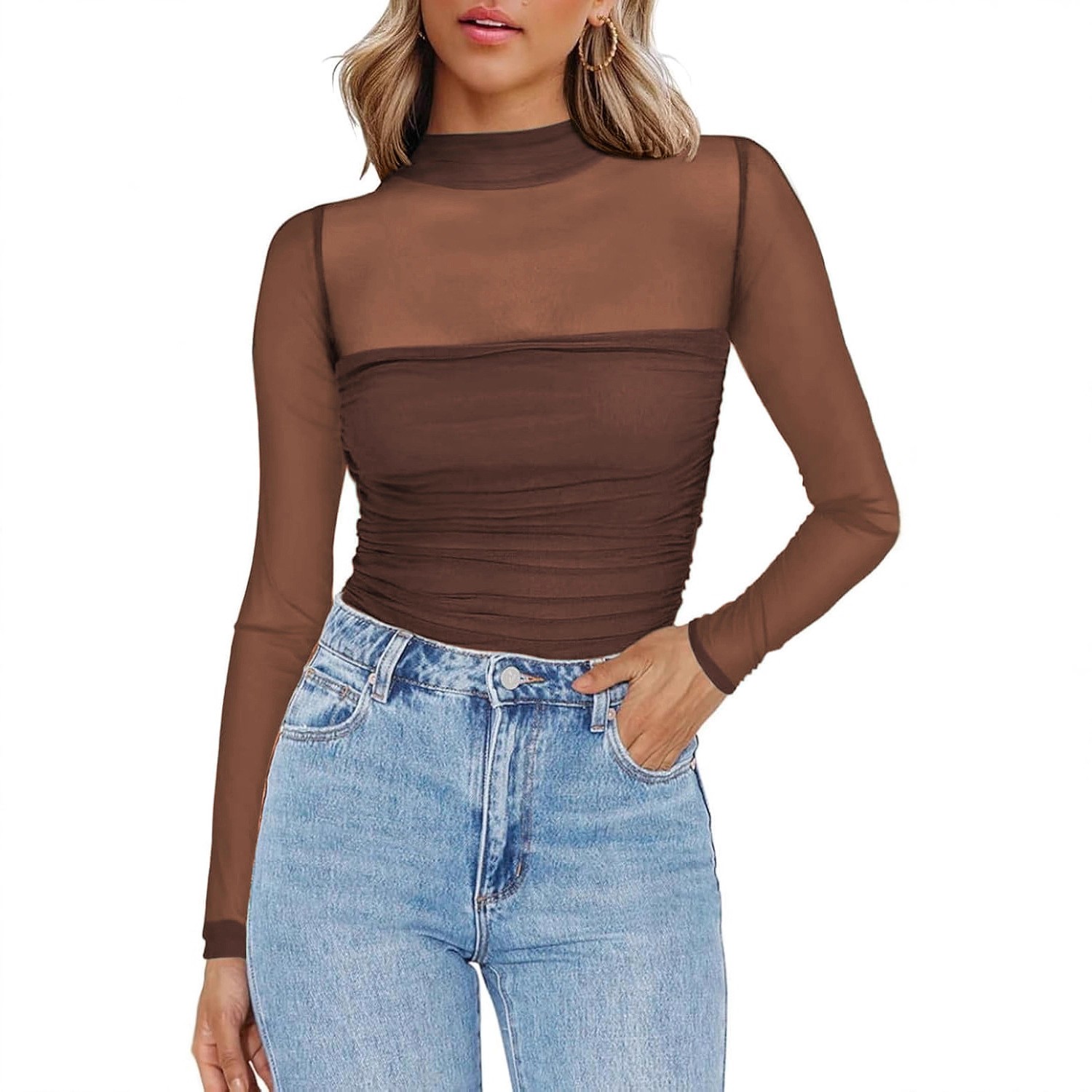 Blus Rajut Wanita Warna Solid, - Women Fashion Blouse ulasan dan harga
