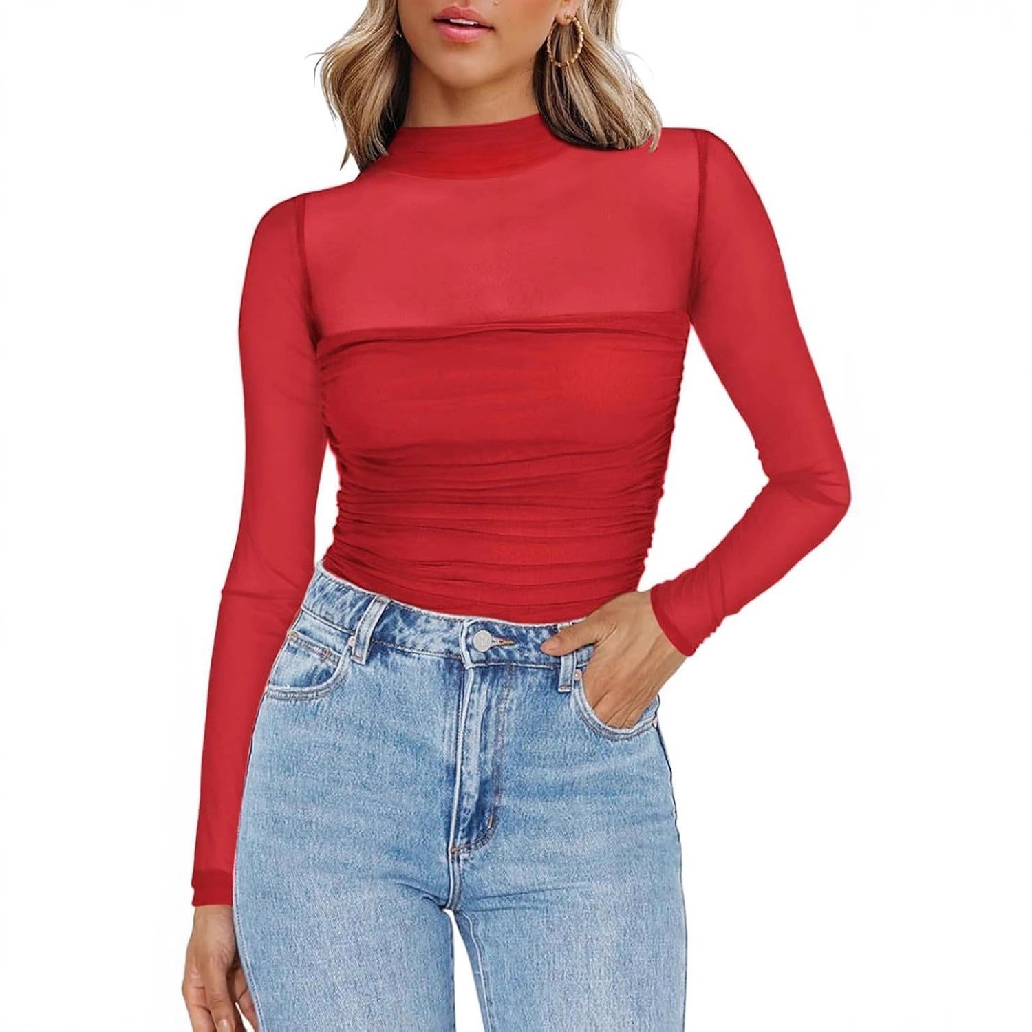 Blus Rajut Wanita Warna Solid, - Women Fashion Blouse ulasan dan harga