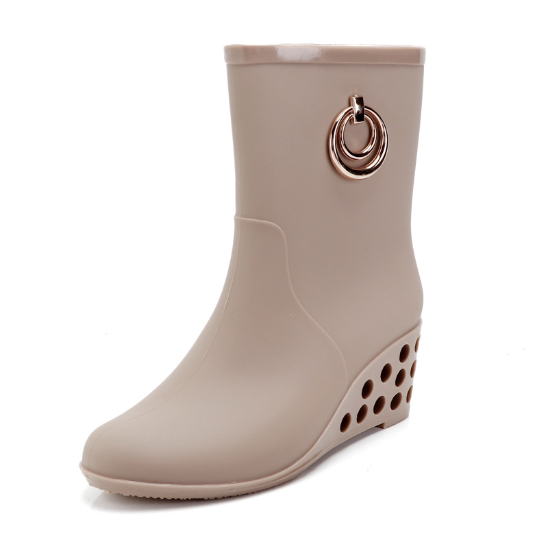 Fashion Tumit Wedge Sepatu Bot - Women'S Fashion Gumboots ulasan dan harga