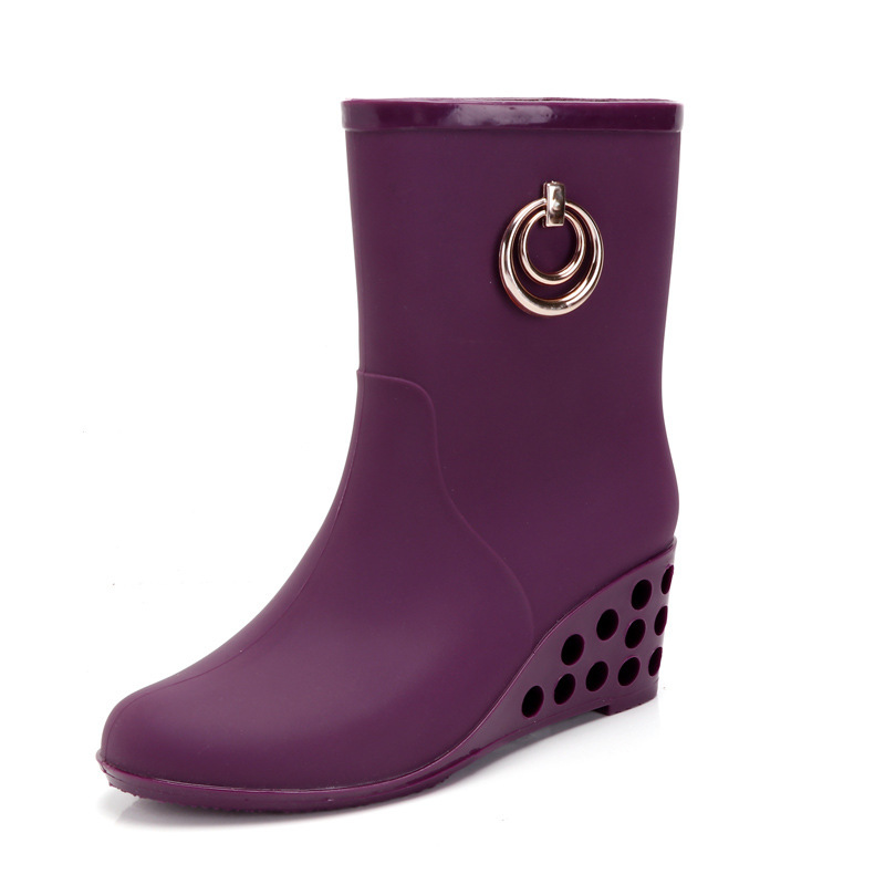 Fashion Tumit Wedge Sepatu Bot - Women'S Fashion Gumboots ulasan dan harga