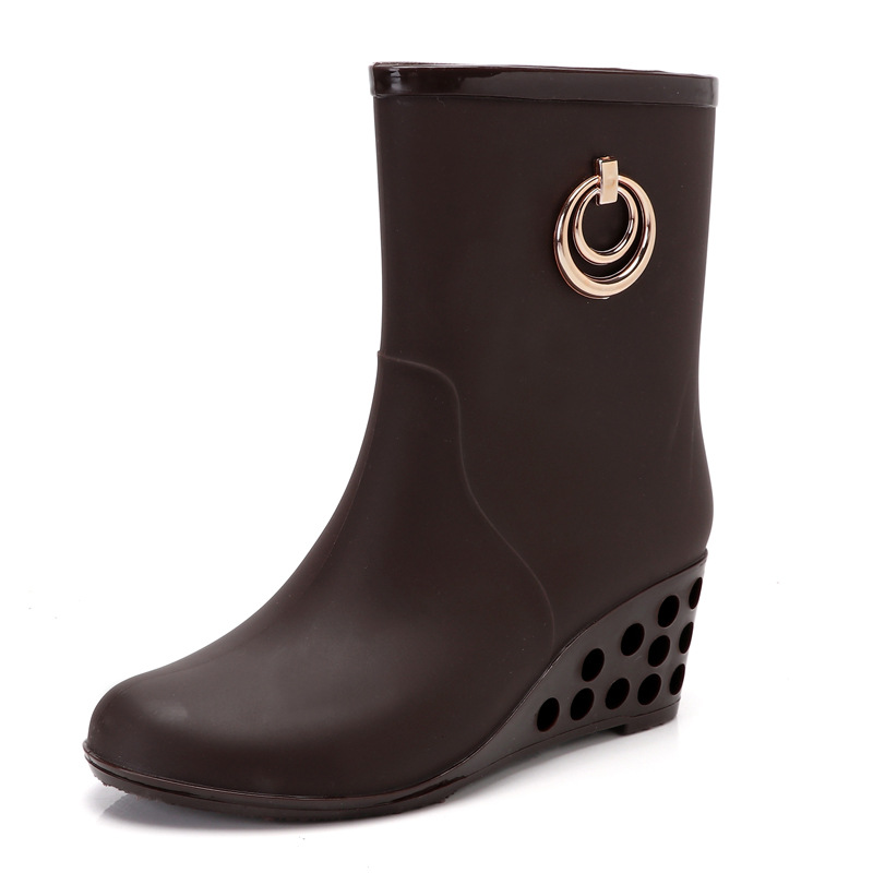 Fashion Tumit Wedge Sepatu Bot - Women'S Fashion Gumboots ulasan dan harga