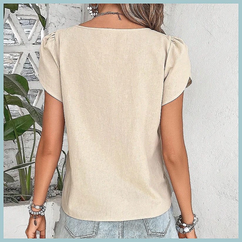 Blus Warna Solid Vintage Musim - Women Fashion Blouse ulasan dan harga