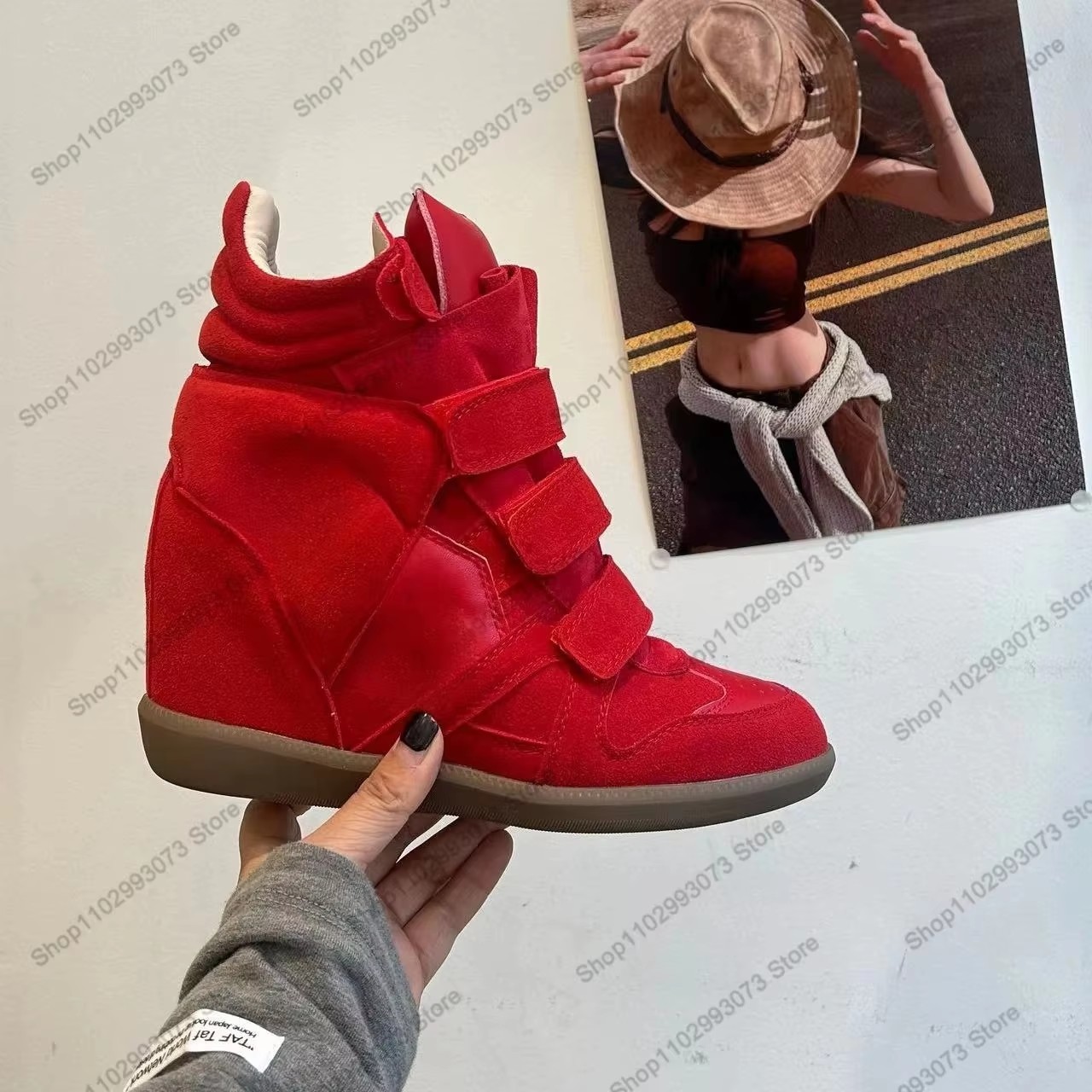 Sepatu Sneakers Wanita Hak Tin - Women'S Fashion Velcro Sneakers ulasan dan harga